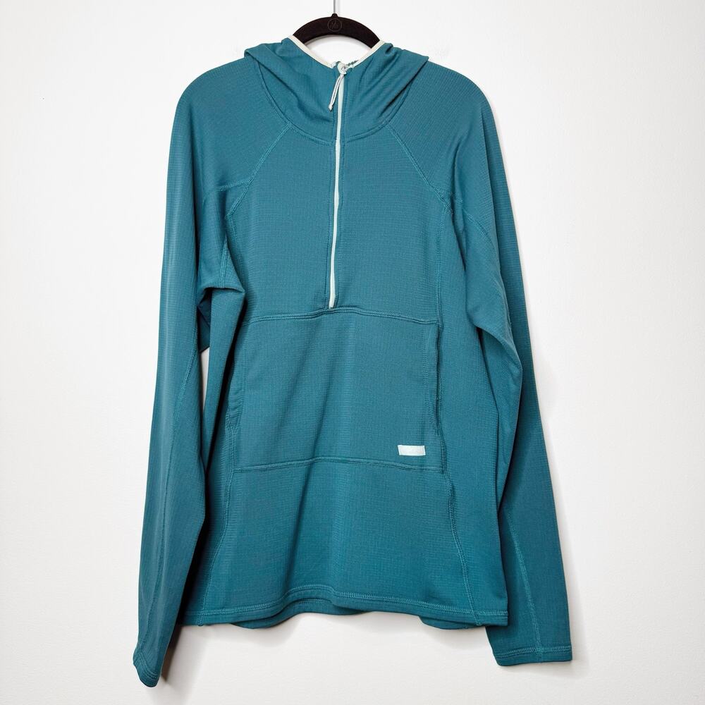 Pa’lante Packs Teal Technical Fleece Hoodie L Half Zip Ultralight Hiking USA